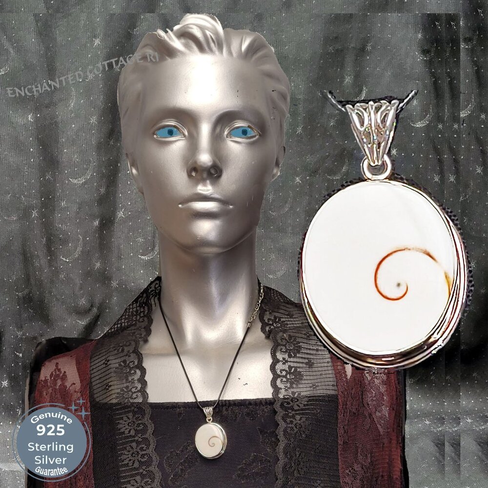 🐚 Sterling Silver 925 𝐄𝐘𝐄 𝐎𝐅 𝐒𝐇𝐈𝐕𝐀 Shell Mermaid's Money Luck Pendant